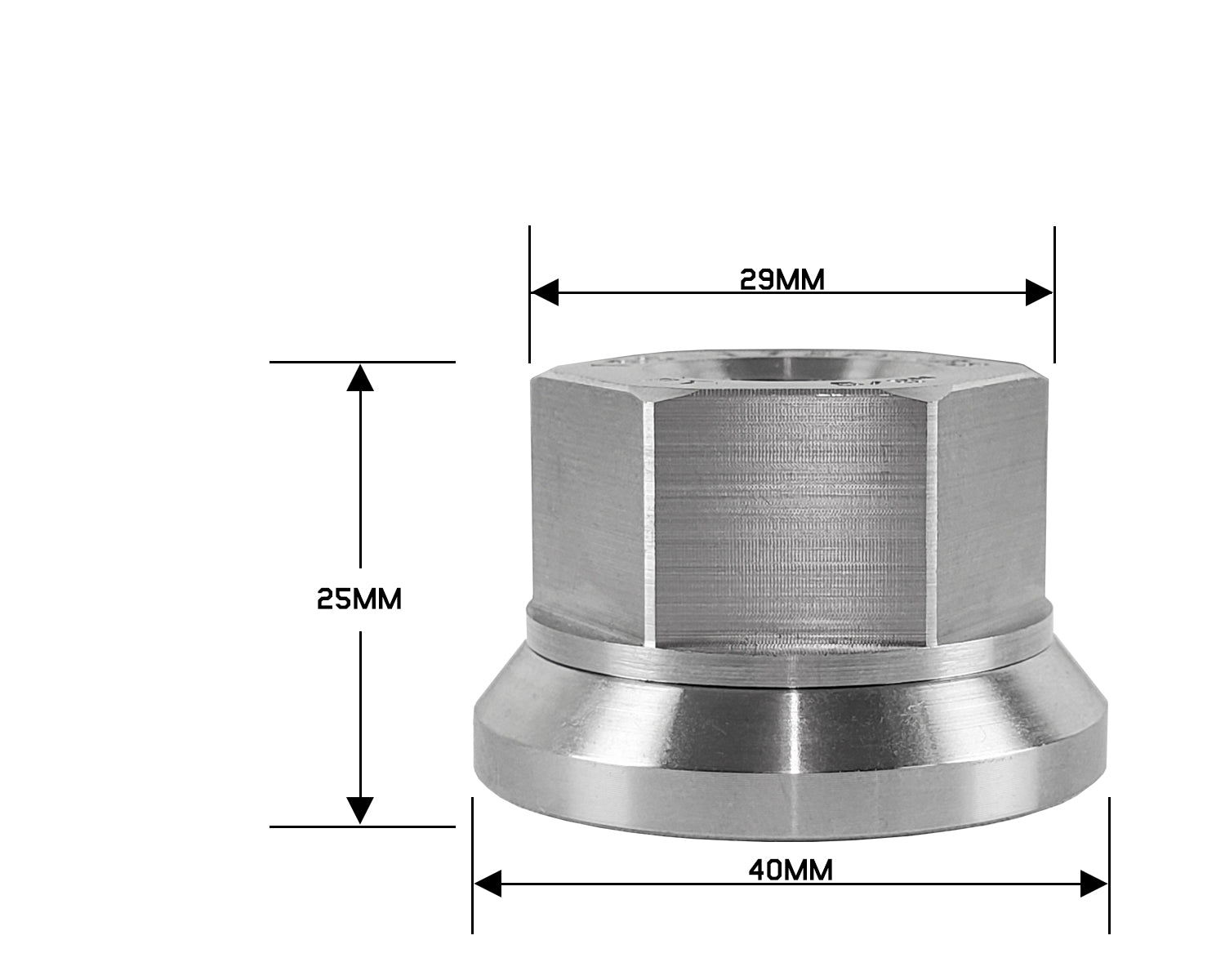 Perfectly Tight 29mm Hex Swivel Flat Seat Open Lug Nut 5/8-18 x 25mm - Stainless Steel - 1 Piece