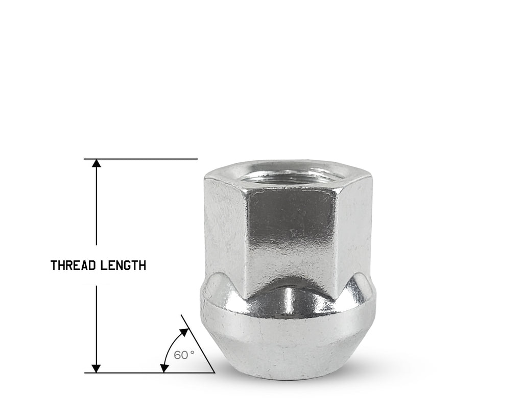Perfectly Tight 3/4" Hex Open Lug Nut Tapered Bulged Seat 14x1.5 x 25mm - Chrome Steel - Set of 20