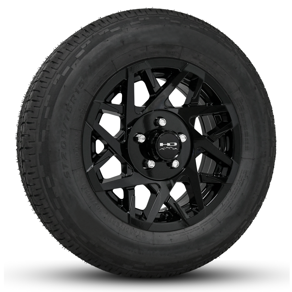 14x5.5 Custom Trailer Wheel Rim & Tire Packages in All Gloss Black by HD Trailer perfect for Boat Trailers Wheel & Tire Combo