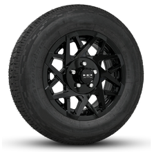 Load image into Gallery viewer, Shop Online for 15x6.0 Aluminum Alloy Trailer Wheel Rims at HD Trailer in All Gloss Black in 5-Lug Bolt Pattern Wheel Rim &amp; Tire Package Combo