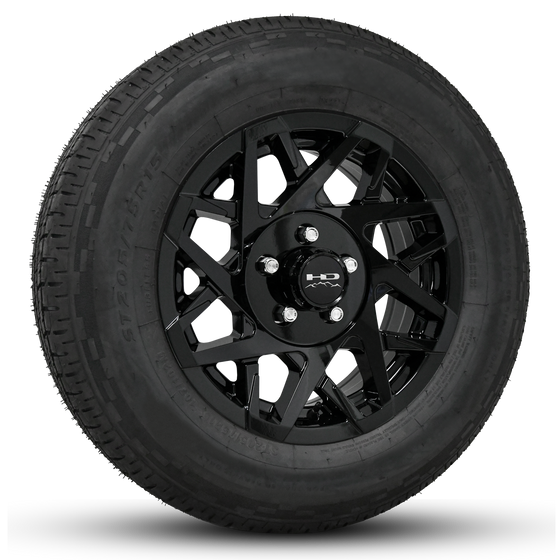 Shop Online for 15x6.0 Aluminum Alloy Trailer Wheel Rims at HD Trailer in All Gloss Black in 5-Lug Bolt Pattern Wheel Rim & Tire Package Combo