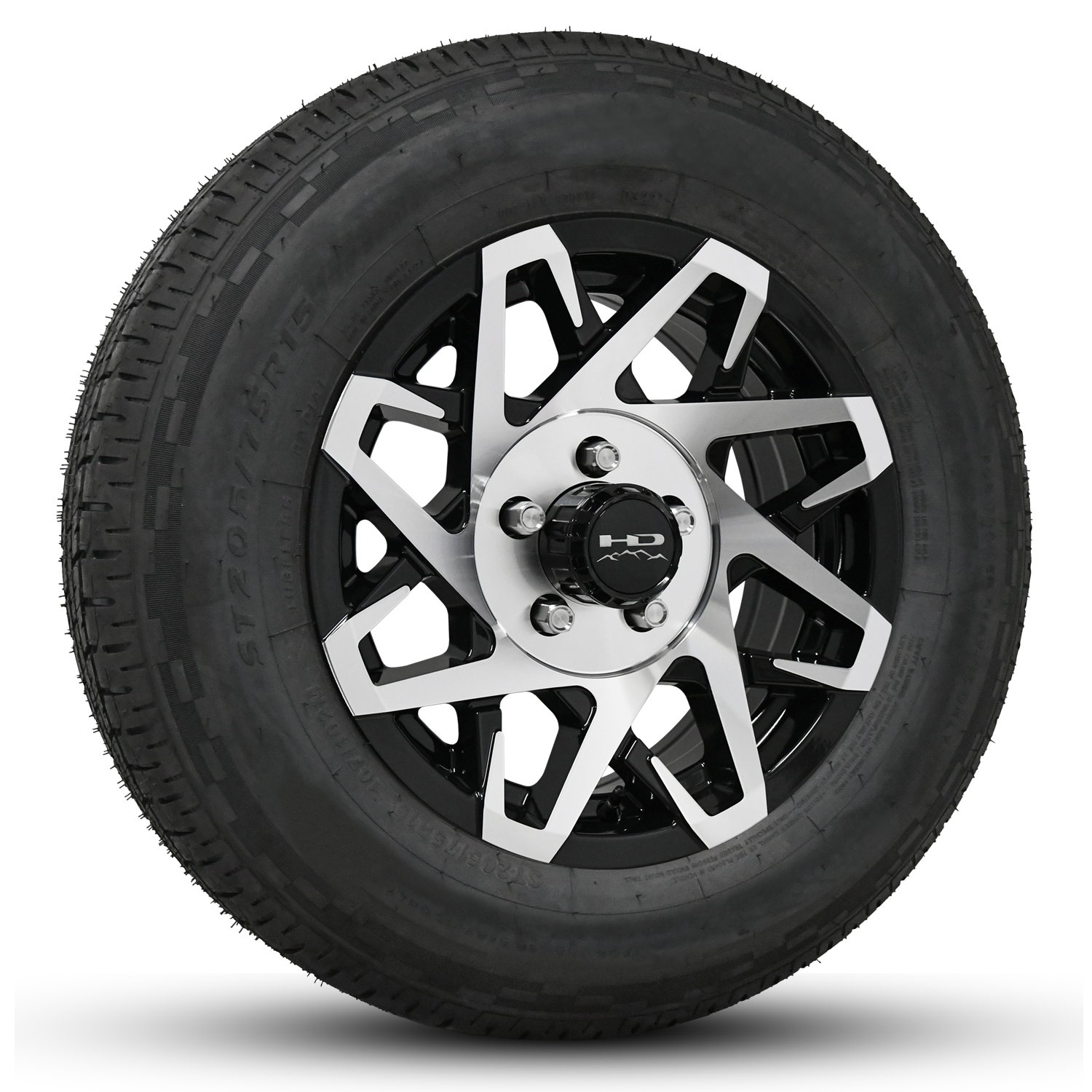 Shop Online for Custom Trailer Aluminum Alloy Wheel Rims Mounted by HD Trailer Wheels in 14x5.5 in 5-Lug Pattern with Tire Combo 