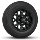 15 INCH | 6 on 5-1/2 | CANYON Aluminum Trailer Wheel w/ Radial Tire Assembly | All Gloss Black ( 1pc )