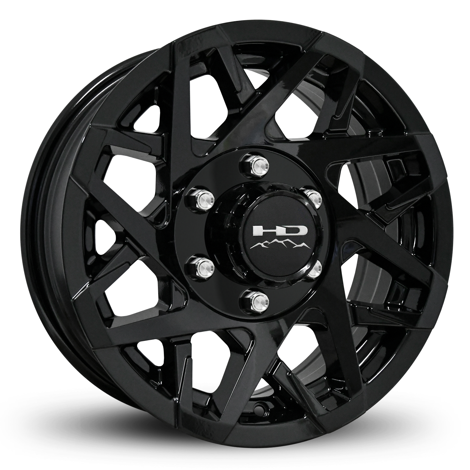 Shop Online & Buy 16x6.0 Custom 6 Lug CANYON Aluminum Alloy Trailer Wheels by HD Off-Road in All Gloss Black with Concave Face for Boat, Utility, Landscaping, Concession, Plus Many More Trailer Hub Axle Types.