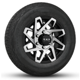 16 INCH | 6 on 5-1/2 | CANYON Aluminum Trailer Wheel w/ Radial Tire Assembly | Gloss Black with Machined Face ( 1pc )