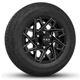 15 INCH | 6 on 5-1/2 | CANYON Aluminum Trailer Wheel w/ Radial Tire Assembly | Gloss Black with Milled Edges ( 1pc )