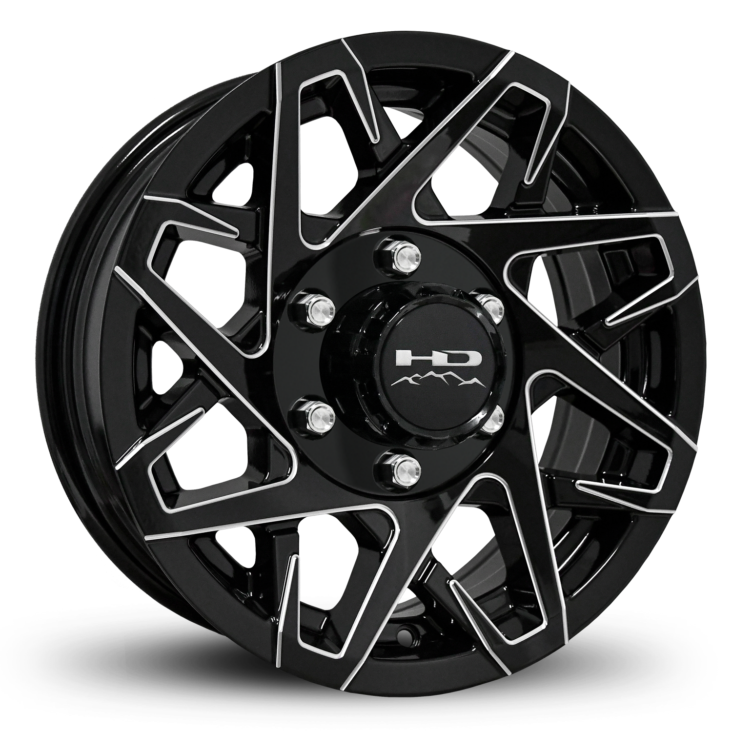 Shop Online & Buy 15x6.0 Custom 6-Lug CANYON Aluminum Alloy Trailer Wheels by HD Off-Road in Gloss Black with CNC Milled Spoke Edges with Concave Face for Boat, Utility, Landscaping, Concession, Plus Many More Trailer Hub Axle Types.