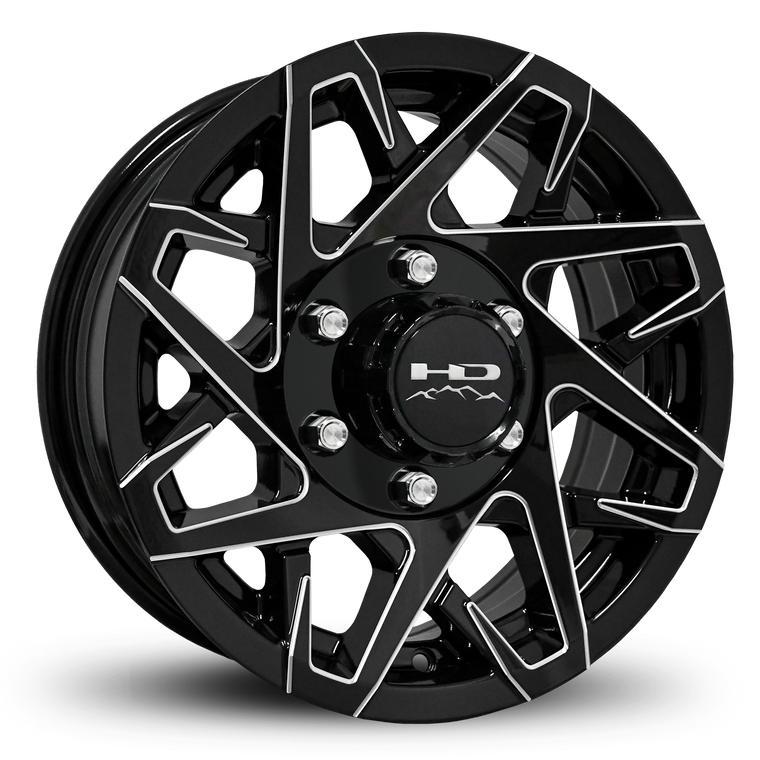 Shop Online & Buy 15x6.0 Custom 6-Lug CANYON Aluminum Alloy Trailer Wheels by HD Off-Road in Gloss Black with CNC Milled Spoke Edges with Concave Face for Boat, Utility, Landscaping, Concession, Plus Many More Trailer Hub Axle Types.