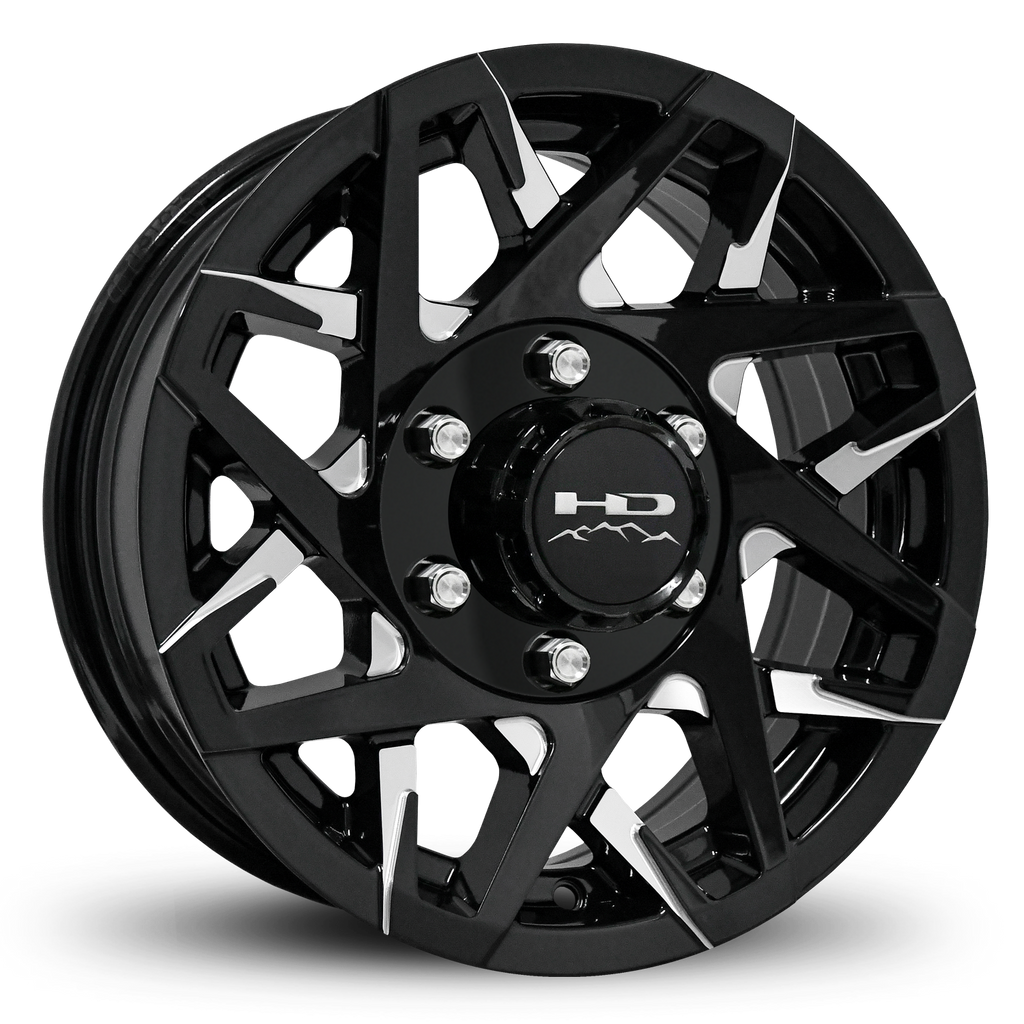 Shop Online & Buy 15x6.0 & 16x6.0 Custom 5 & 6 lug CANYON Aluminum Alloy Trailer Wheels by HD Off-Road in Gloss Black Milled Face with Concave Face for Boat, Utility, Landscaping, Concession, Plus Many More Trailer Hub Axle Types.