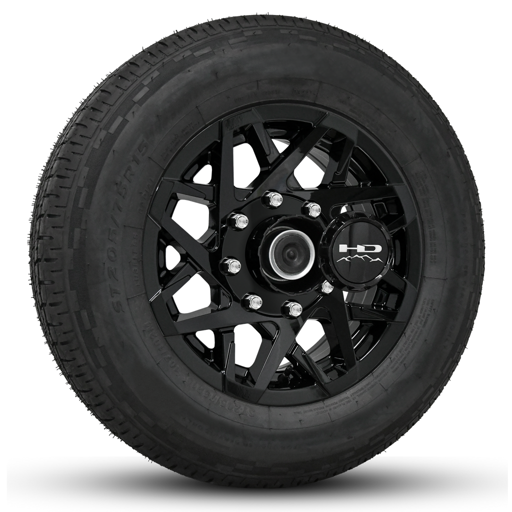 Hpd Rims 16 INCH | 8-LUG | CANYON TRAILER WHEEL & TIRE PACKAGES All Gloss Black ...