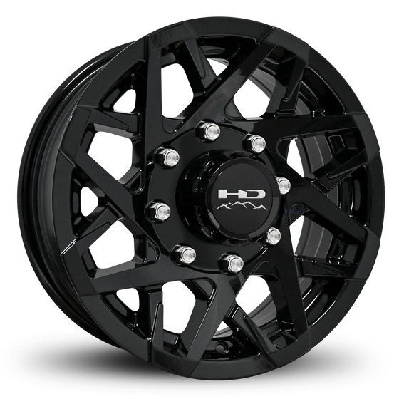 Shop Online & Buy 16x6.0 Custom 8 Lug CANYON Aluminum Alloy Trailer Wheels by HD Off-Road in All Gloss Black with Concave Face for Boat, Utility, Landscaping, Concession, Plus Many More Trailer Hub Axle Types.