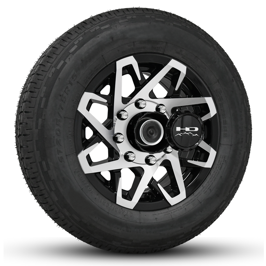 HD Trailer Serviceable Trailer Wheel Rim Center Hub Cap with Removable End for Easy Access to Service Axle Bearing Buddy without having to remove the wheel.