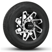 Load image into Gallery viewer, Shop the Heavy Duty Canyon Trailer Wheel RIm &amp; Tire Packages at HD Trailer in size 16x6.0 in Bolt Pattern 8 Lug in Gloss Black with Machined Face