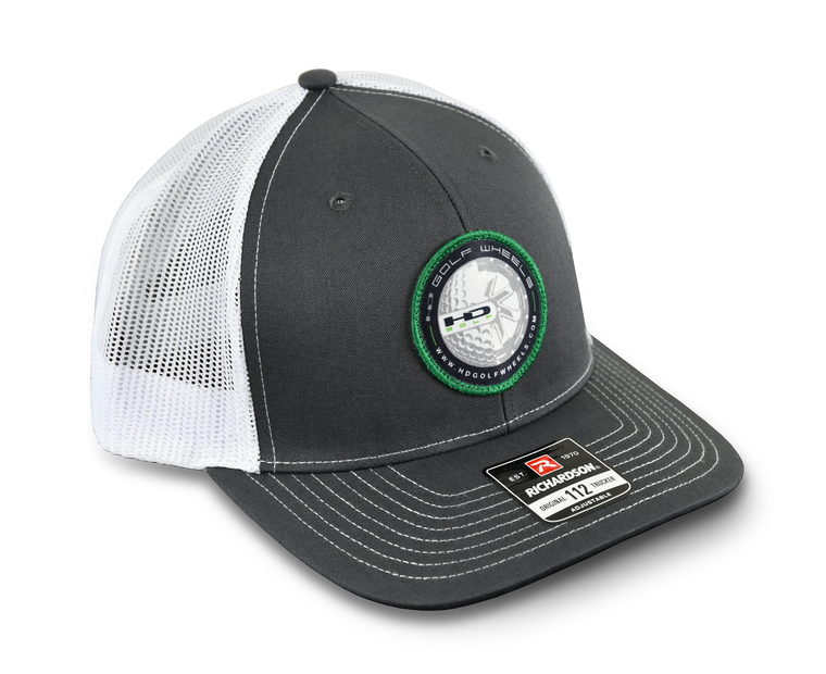 HD Golf Cart Wheels Official Branded Richardson 112 Snap Back Sport Hat White, Gray, & Green
