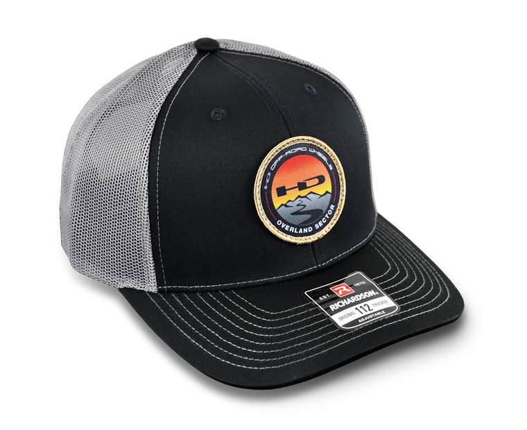 HD Off-Road Wheels Overland Sector Official Richardson 112 Snap Back Hat in Black & White Trucker Style with Mesh Back