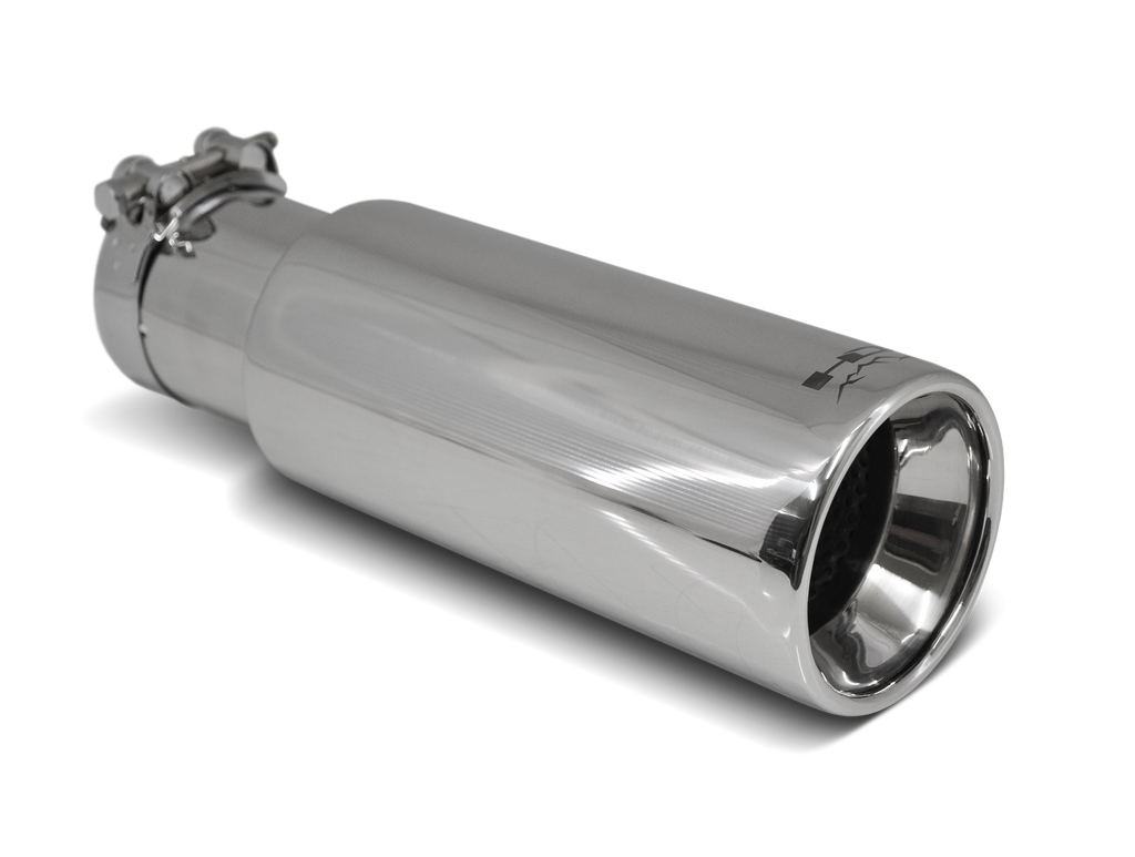HD Off-Road Universal Polished Stainless Steel Exhaust tip for Chevrolet, Ford, GMC, JEEP, Nissan, & Toyota Trucks & SUV's 