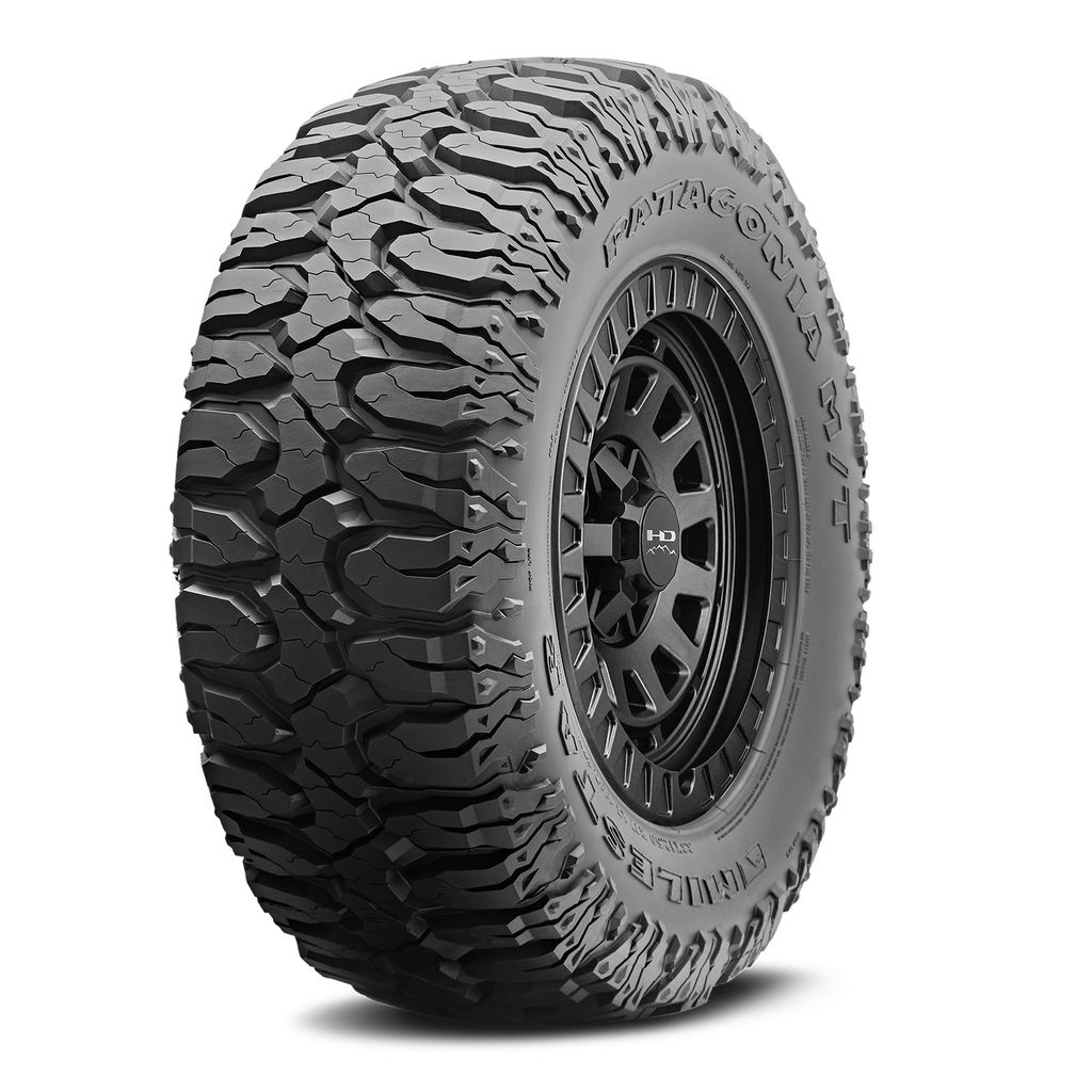 MILESTAR Patagonia M/T-02 Mud Terrain Tire with the HD Off-Road Overland Sector Venture in 17x9.0 All Satin Black Angled Shot Mounted & Balanced Wheel & Tire Package
