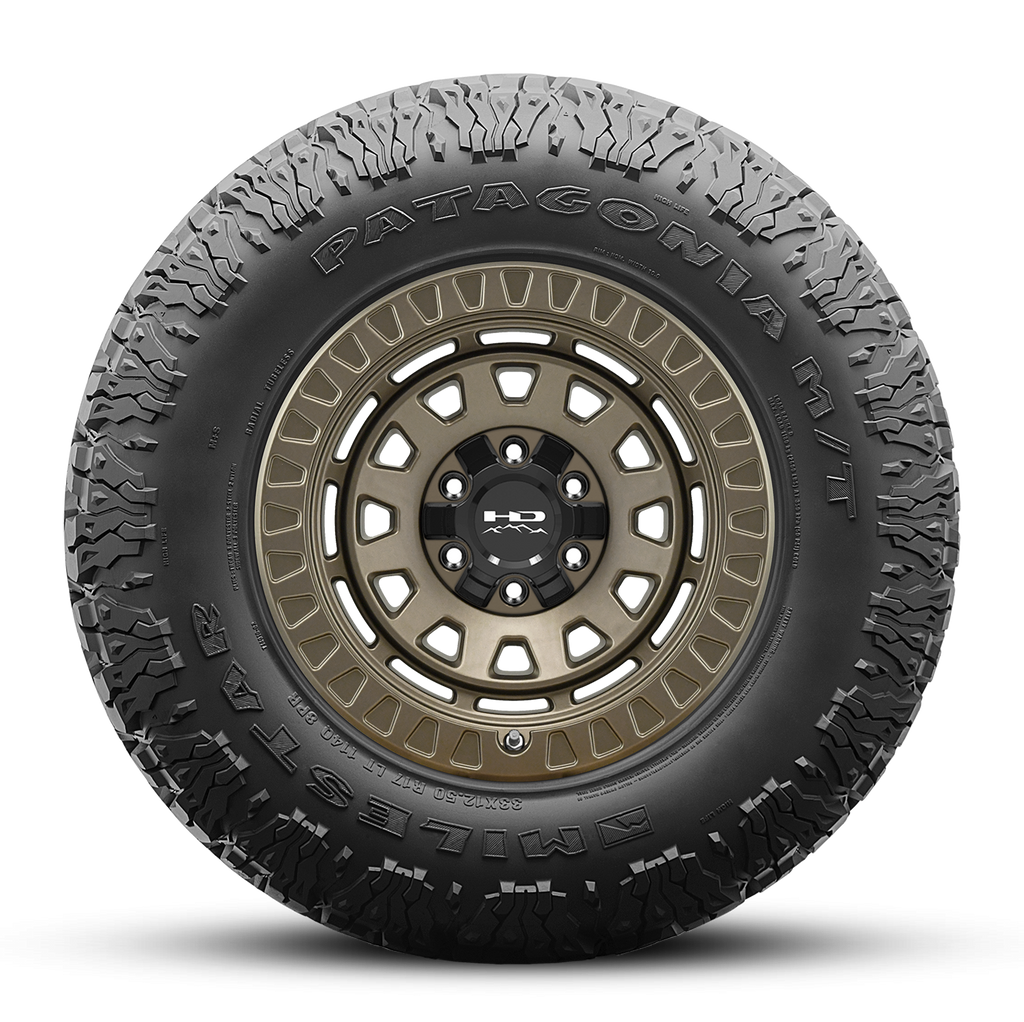MILESTAR Patagonia M/T-02 Mud Terrain Tire with the HD Off-Road Overland Sector Venture in 17x9.0 All Bronze Black Flat Shot Mounted & Balanced Wheel & Tire Package