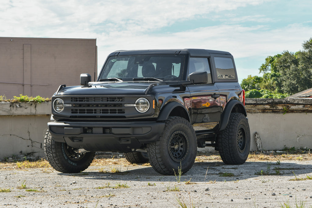 Onyx Black New Lifted Ford Bronco with HD Off-Road Overland Sector Wheel Rims in 17x9.0 6x139.7 in All Satin Black