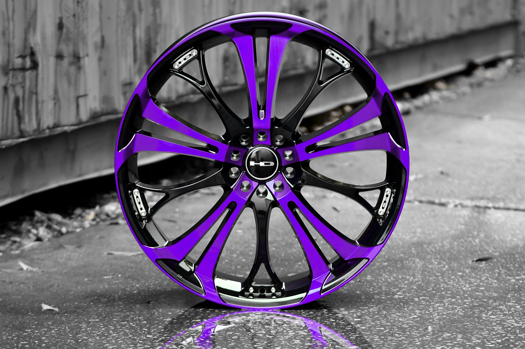 The Original HD Wheels Spinout Black & Purple 17x7.0, 18x7.5