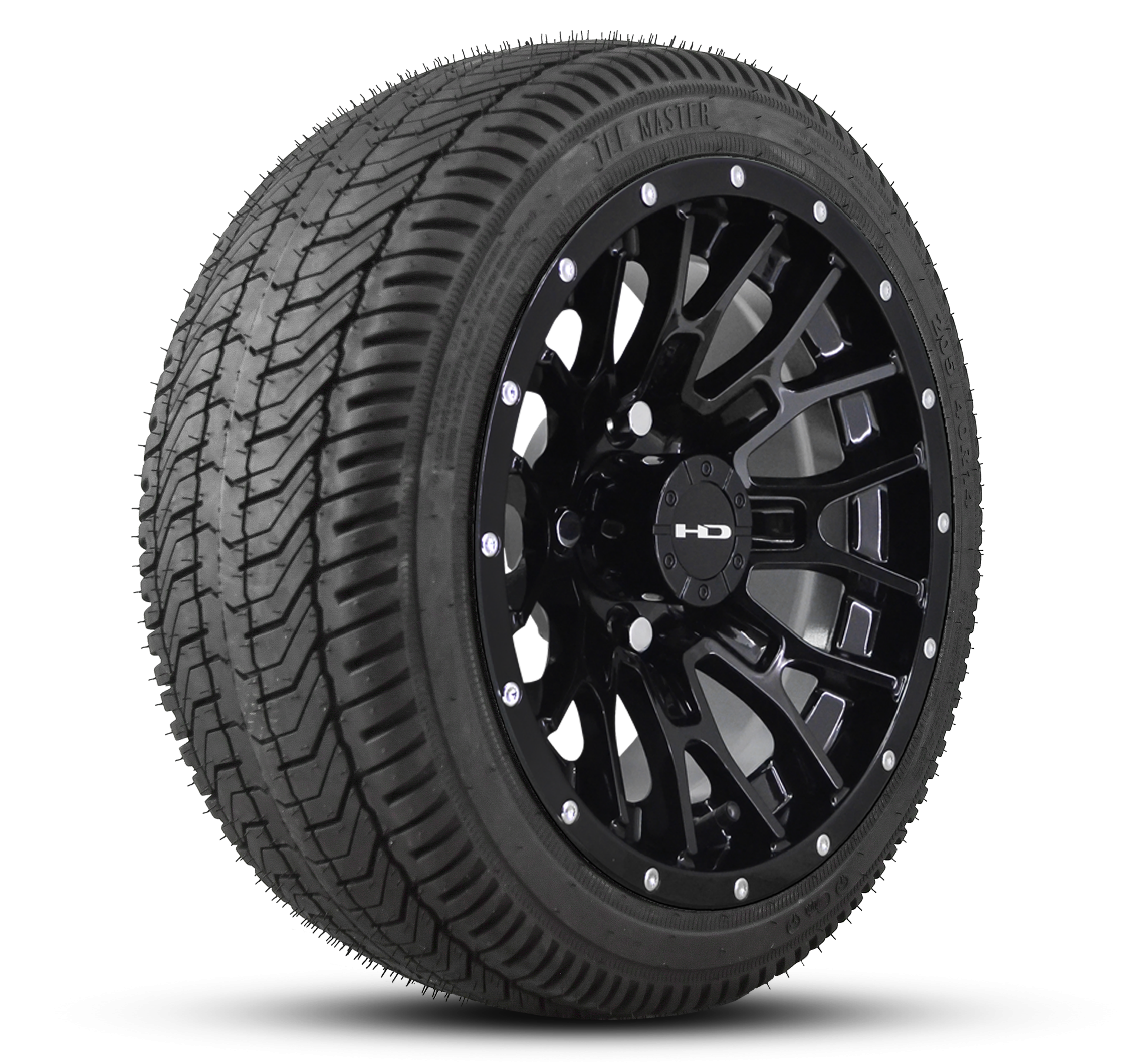 Shop the HD Golf Wheels RTC All Gloss Black Lip Rivets with Turf / Street Tires online today for your Club Car, Cushman, EZGO, ICON EV, Garia, Massimo, Polaris, or Yamaha Golf Cart.