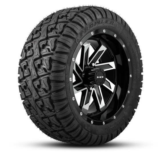 HD Golf Wheel & Tire Package ( 1pc ) 12x7.0 SAW Gloss Black Machined w ( 1pc ) 23 Inch A/T Tire