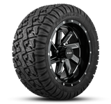 HD Golf Wheel & Tire Package ( 1pc ) 12x7.0 SAW Gloss Black Milled Edges w ( 1pc ) 23 Inch A/T Tire