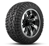 HD Golf Wheel & Tire Package ( 1pc ) 12x7.0 SAW Gloss Black Full Machined w ( 1pc ) 23 Inch A/T Tire