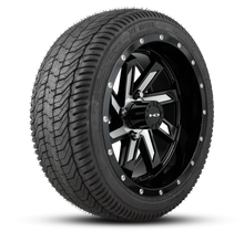 Load image into Gallery viewer, HD Golf Wheel &amp; Tire Package ( 1pc ) 14x7.0 SAW Gloss Black Milled Face w ( 1pc ) 205/40-14 All-Season Tire