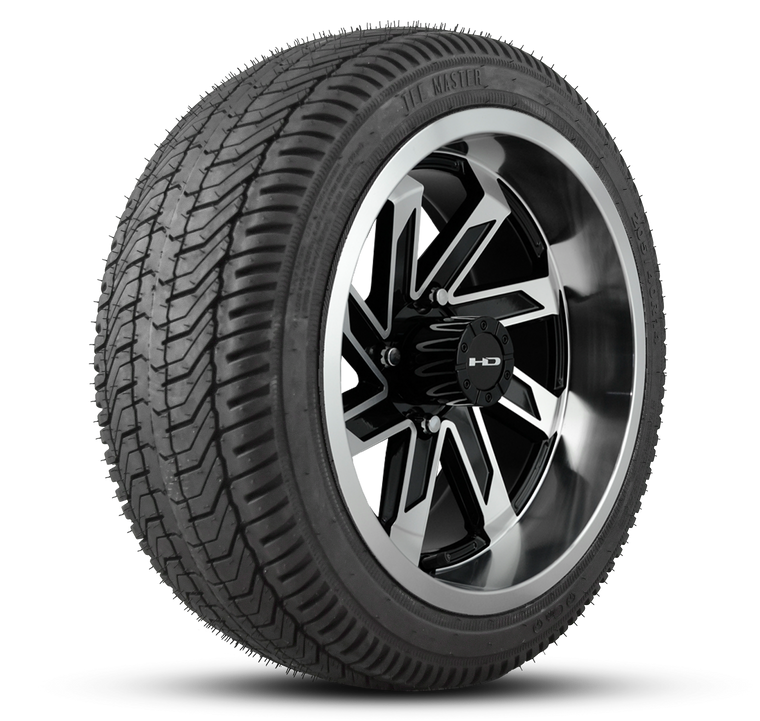 HD Golf Wheel & Tire Package ( 1pc ) 14x7.0 SAW Gloss Black Full Machined w ( 1pc ) 205/40-14 All-Season Tire