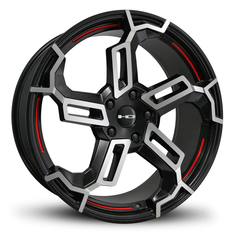 HD Wheels SWITCH rims 20x8.5 in 5x114.3 & 5x120 Satin Black with Redlines