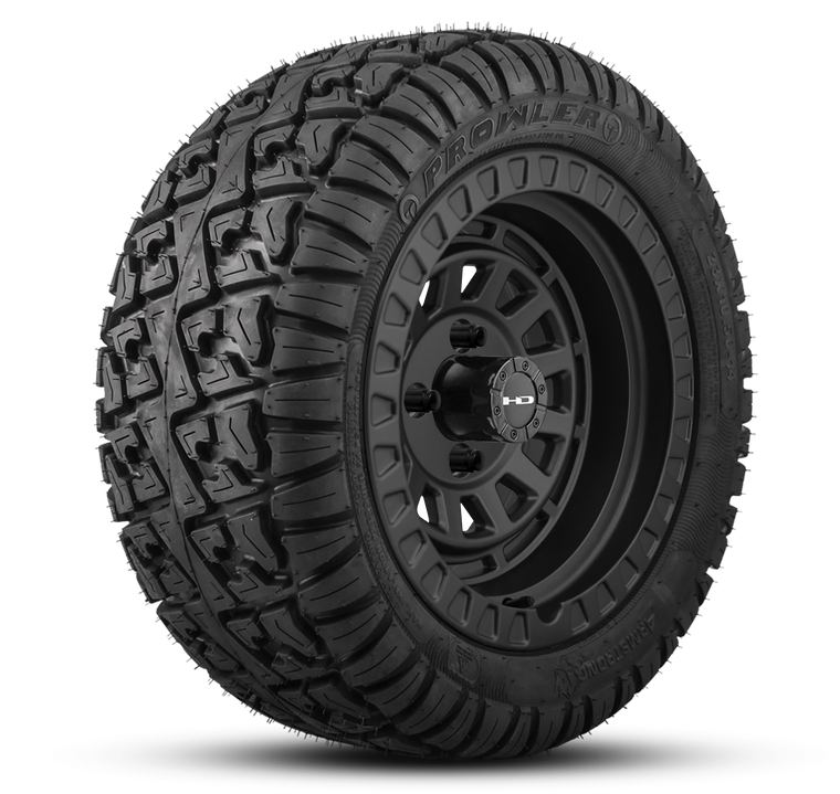 HD Golf Wheel & Tire Package ( 1pc ) 14x7.0 Venture All Satin Black w ( 1pc ) 23 Inch A/T Tire