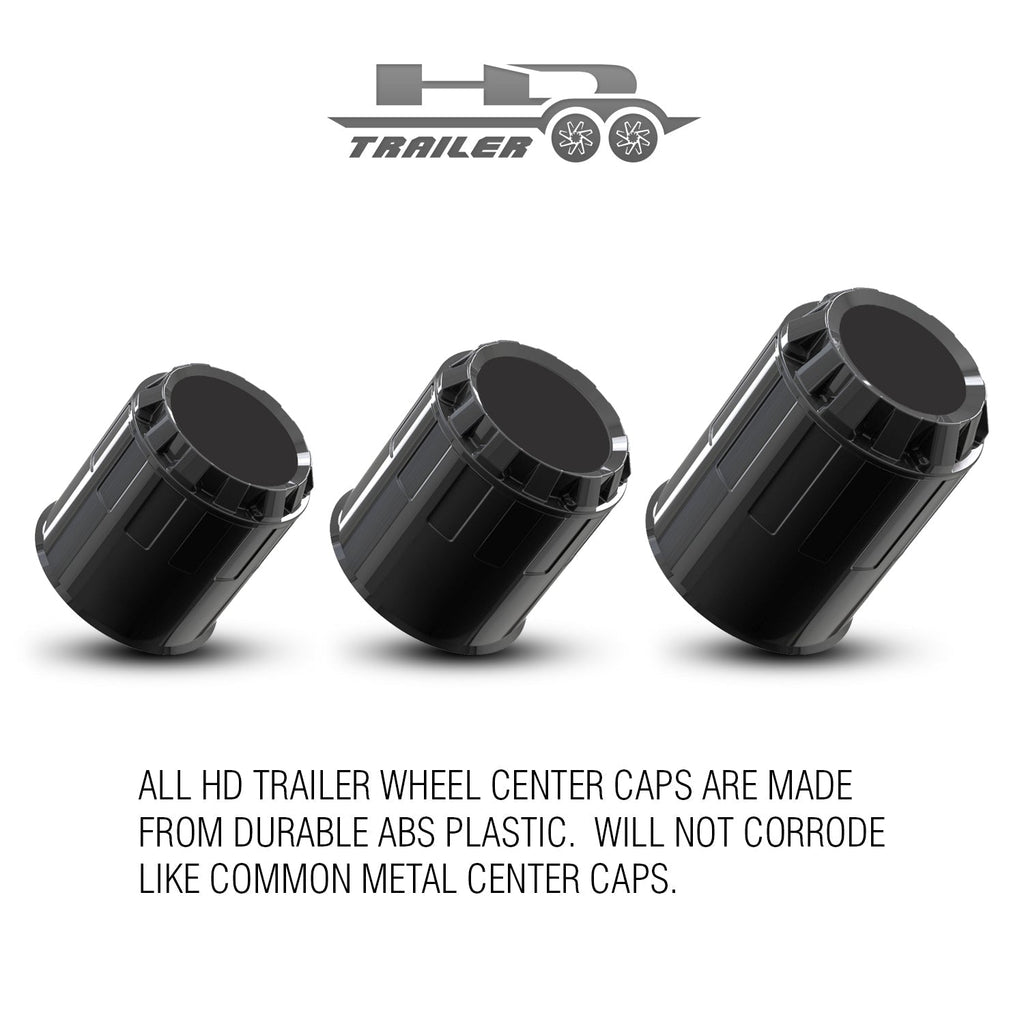 HD Off-Road Push Through ABS Plastic Trailer Wheel Center Caps With Removable Top for Hub Service Access