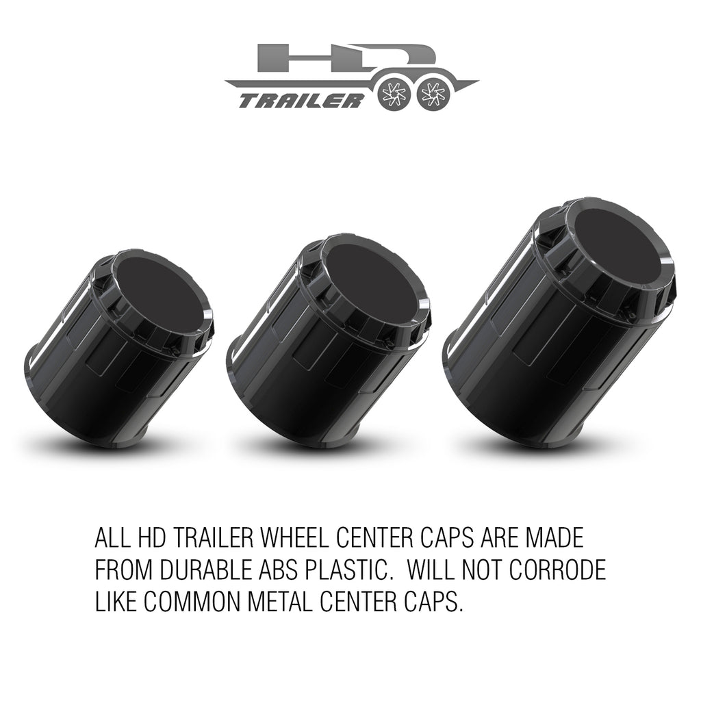 All HD Off-Road Push Through Trailer Wheel Rim Center Caps are Made from ABS Corrosion Resistant Plastic for Long Life