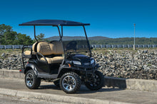 Load image into Gallery viewer, Shop the HD Golf Wheels SAW Gloss Black Machined with A/T Off-Road Tires online today for your Club Car, Cushman, EZGO, ICON EV, Garia, Massimo, Polaris, or Yamaha Golf Cart.