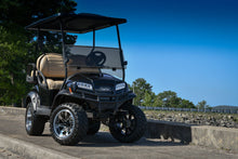Load image into Gallery viewer, Shop the HD Golf Wheels SAW Gloss Black Machined with A/T Off-Road Tires online today for your Club Car, Cushman, EZGO, ICON EV, Garia, Massimo, Polaris, or Yamaha Golf Cart.