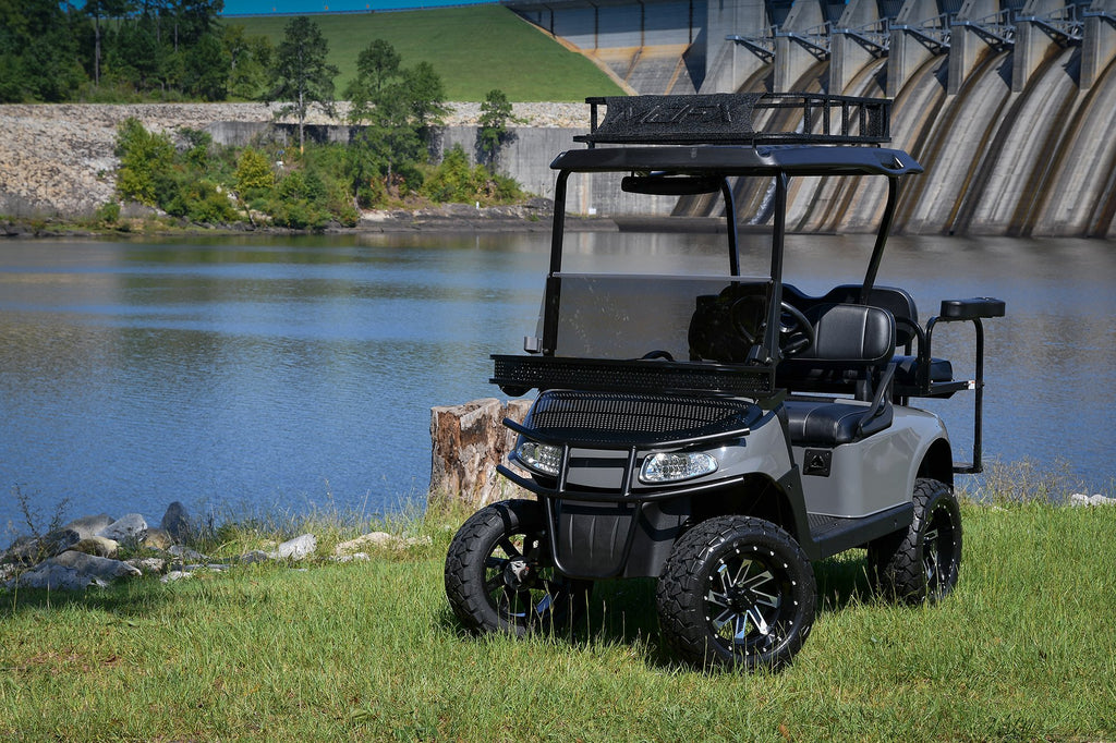 HD Golf Wheels Golf Wheel & Tire Packages HD Golf Wheel & Tire Package - 12x7.0 SAW Gloss Black Machined w 23 Inch A/T Tire ( 4pc )