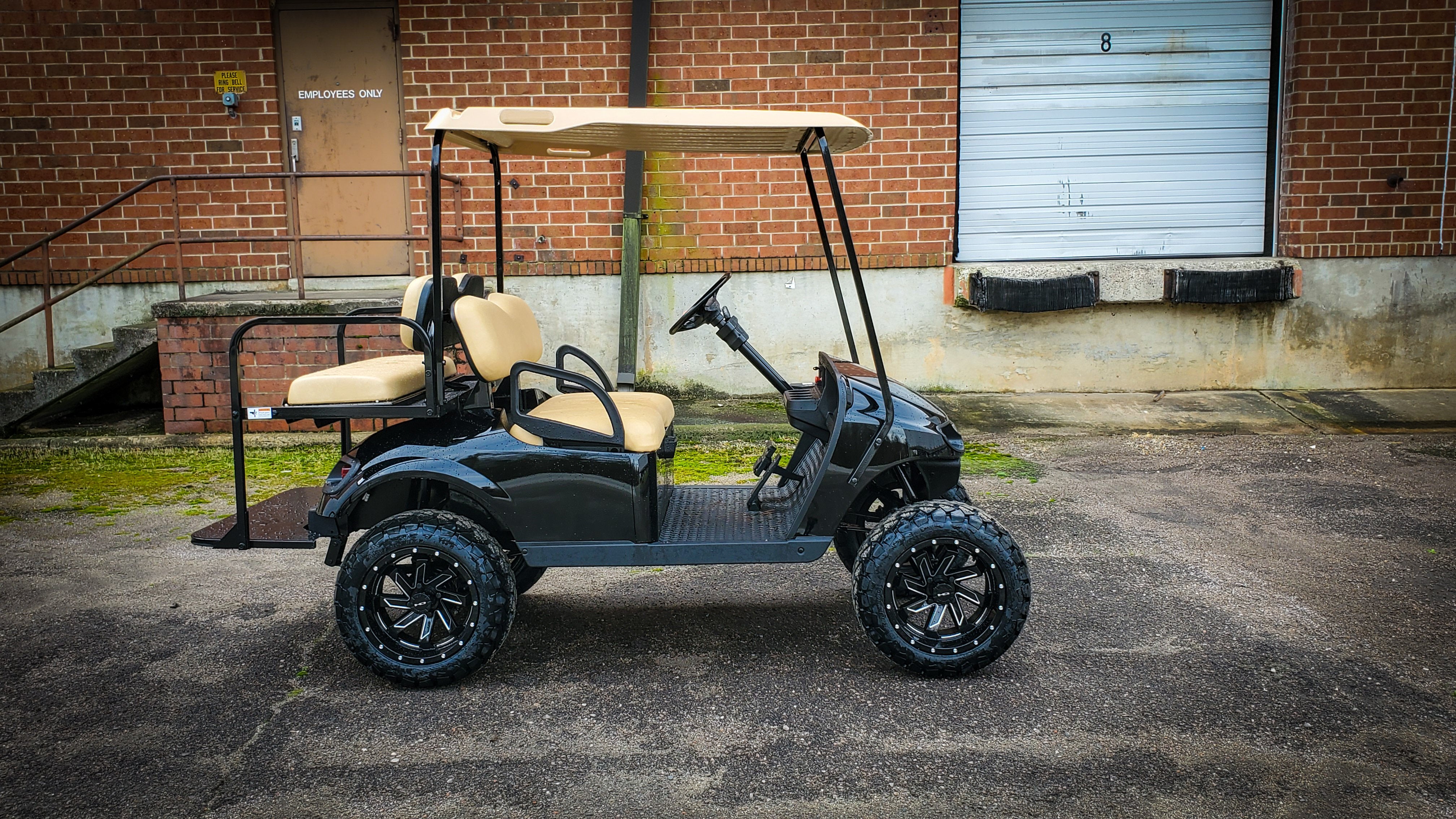 HD Golf Wheels Golf Wheel & Tire Packages HD Golf Wheel & Tire Package - 12x7.0 SAW Gloss Black Milled Edges w 23 Inch A/T Tire ( 4pc )