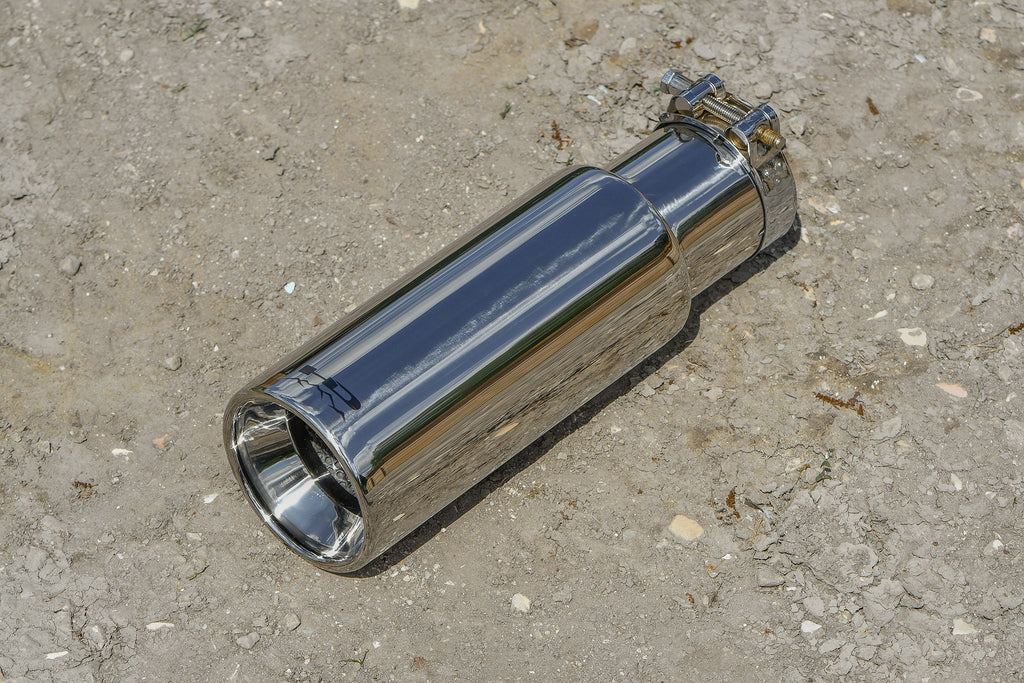 HD Off-Road Universal Polished Stainless Steel Exhaust tip for Chevrolet, Ford, GMC, JEEP, Nissan, & Toyota Trucks & SUV's