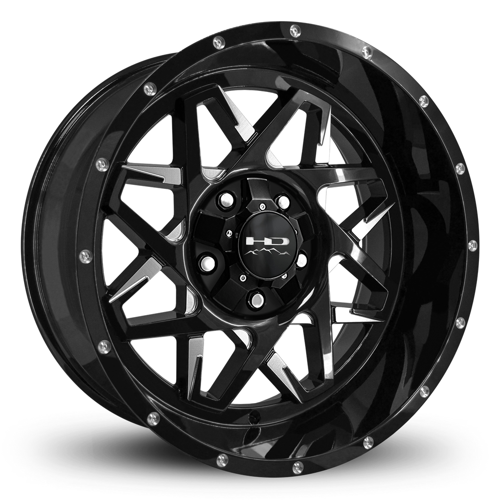 HD Off-Road Wheels Truck & SUV Wheels 20x10.0 | 5x127/5x139.7 | et-25mm | 4.5 in | 78.1mm HD Off-Road Caliber "Battle Edition" Wheels | Gloss Black w Milled Spokes