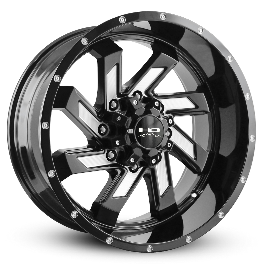HD Off-Road Wheels Truck & SUV Wheels 20x10.0 | 8x170 | et-25m | 4.53 in | 125.1mm HD Off-Road Wheels SAW | Gloss Black with Milled Face