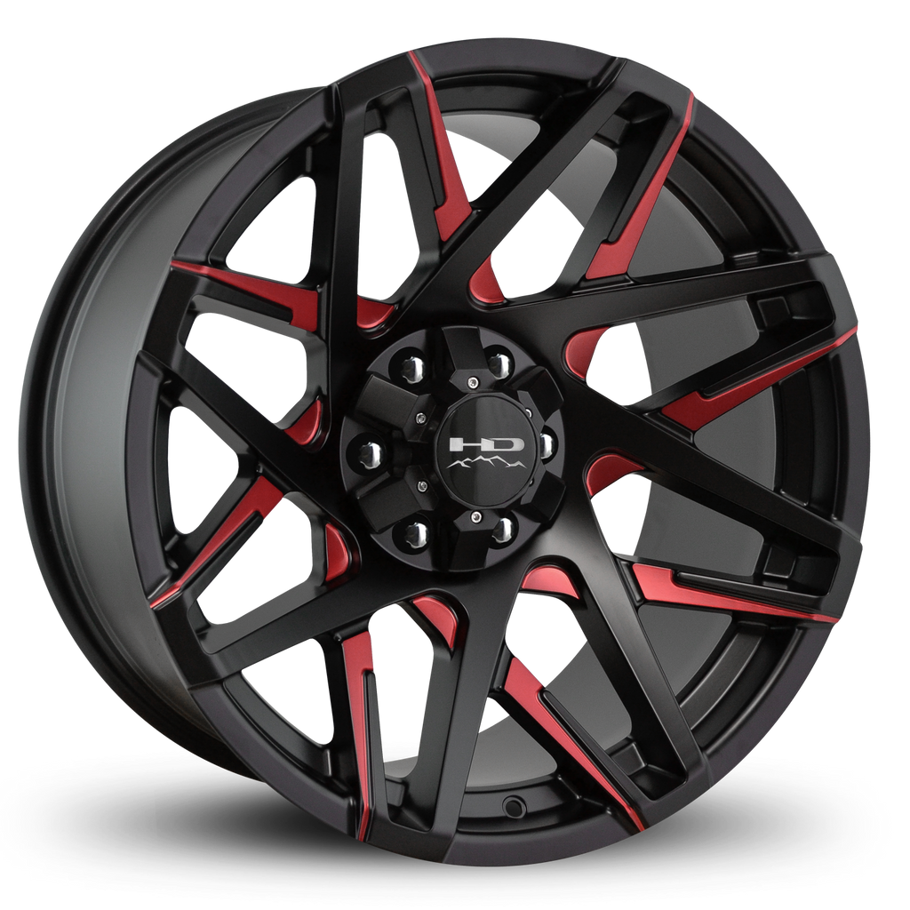 HD Off-Road Wheels Truck & SUV Wheels 20x9.0 | 6x135/6x139.7 | et 0mm | 5.0 in | 106.2mm HD Off-Road Canyon Wheels | Satin Black Red Milled