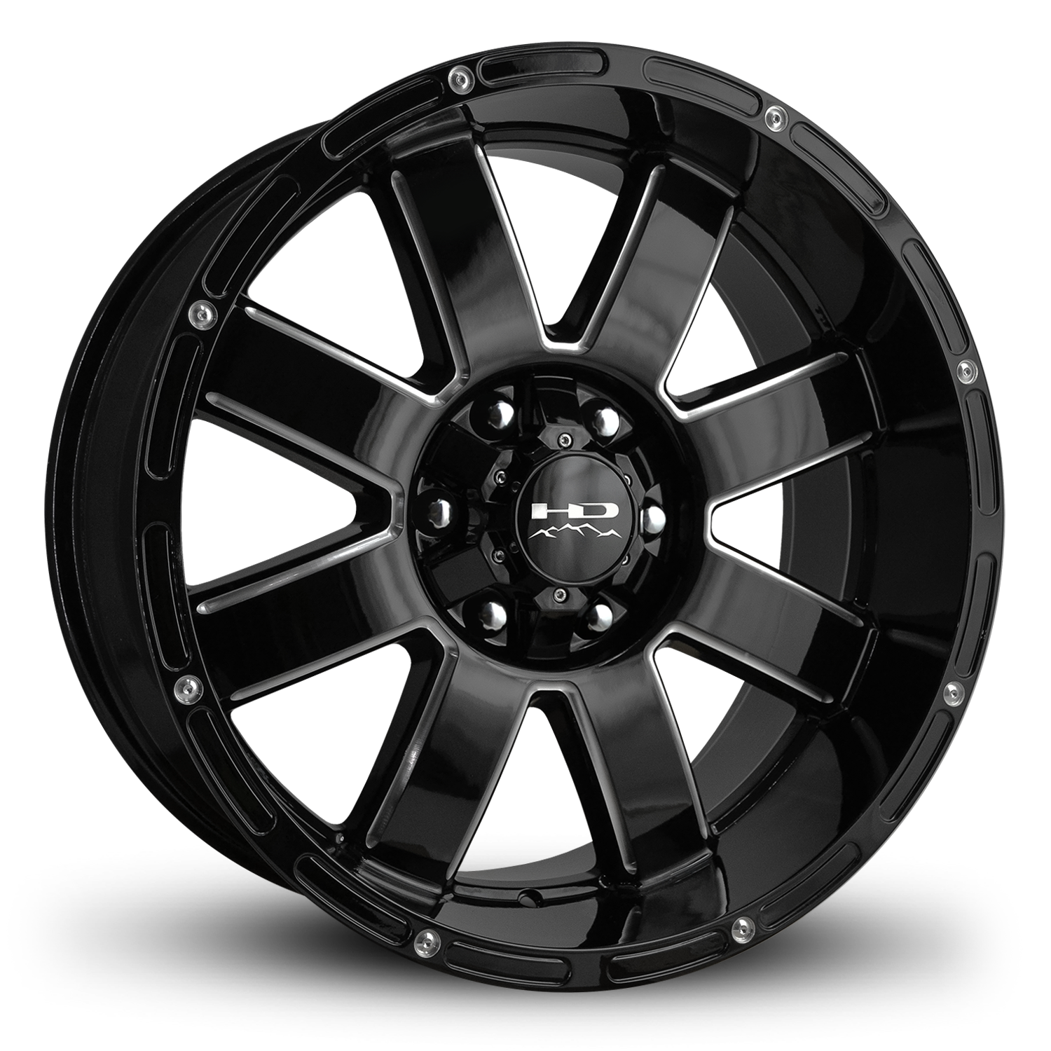 HD Off-Road Wheels Truck Wheels 20x9.0 | 6x135 & 6x139.7 | et -12mm | 4.5 in | 106.2mm HD Off-Road 8-Point Wheels | Gloss Black Milled Edges