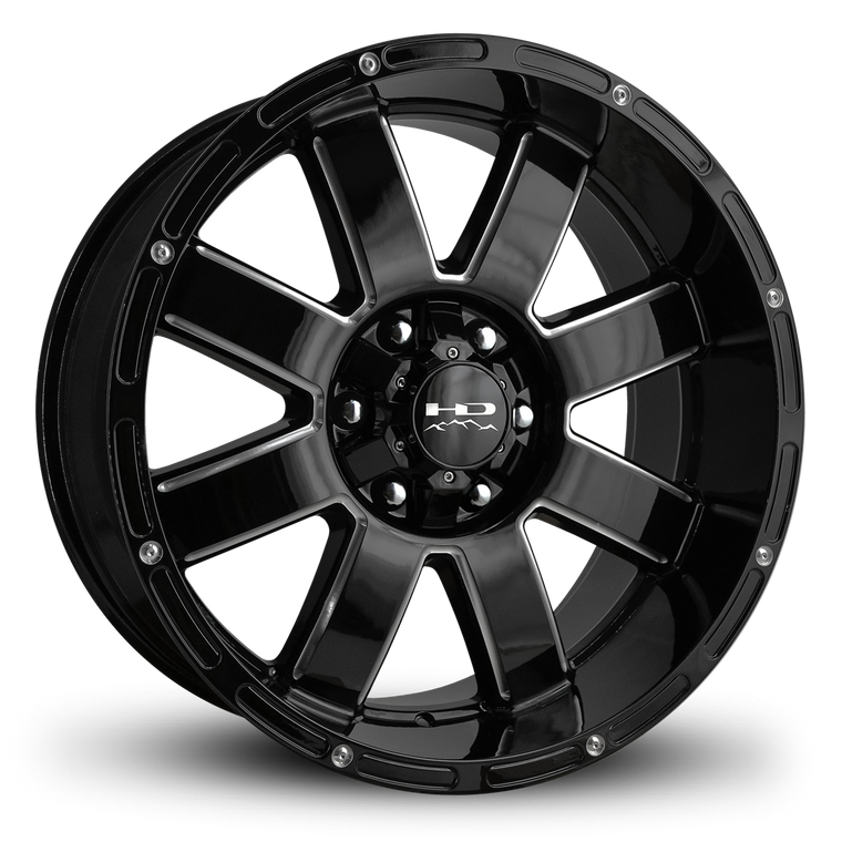 HD Off-Road Wheels Truck Wheels 20x9.0 | 6x135 & 6x139.7 | et -12mm | 4.5 in | 106.2mm HD Off-Road 8-Point Wheels | Gloss Black Milled Edges
