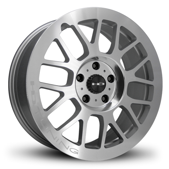 HD Wheels GEAR Silver with Polished Face Custom Rims Mesh Style Racing JDM 5x100, 5x112, 5x114.3