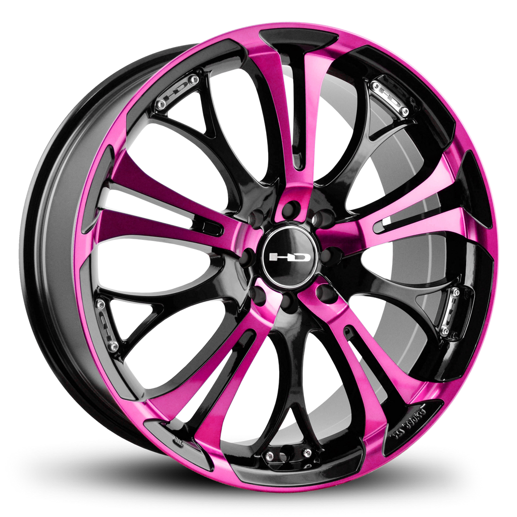 The Original HD Wheels Spinout Pink and Black Colors in 16, 17, 18, & 20 Inch Custom Wheel Rims