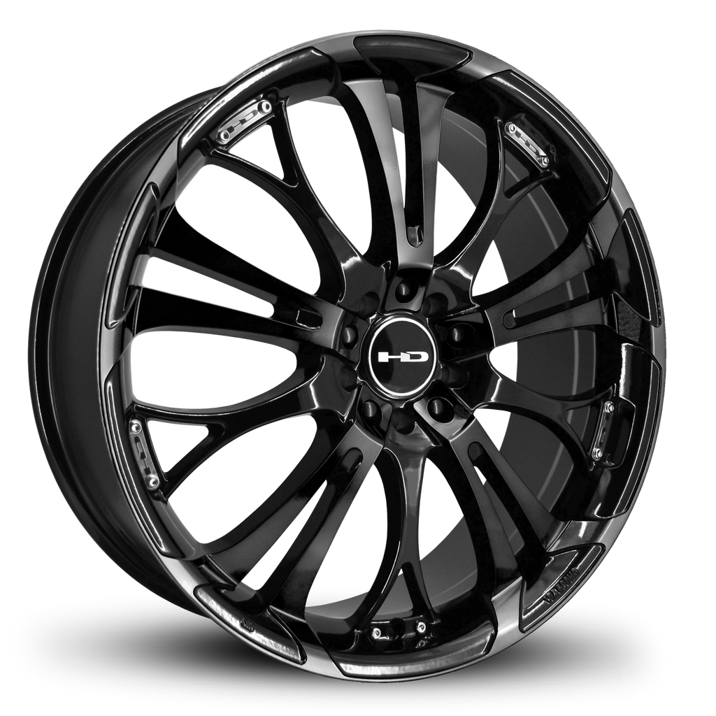 The Original Spinout by HD Wheels in All Gloss Black Finish 17x7.0, 18x7.5, 20x8.0 Custom Stealth Wheel Rims