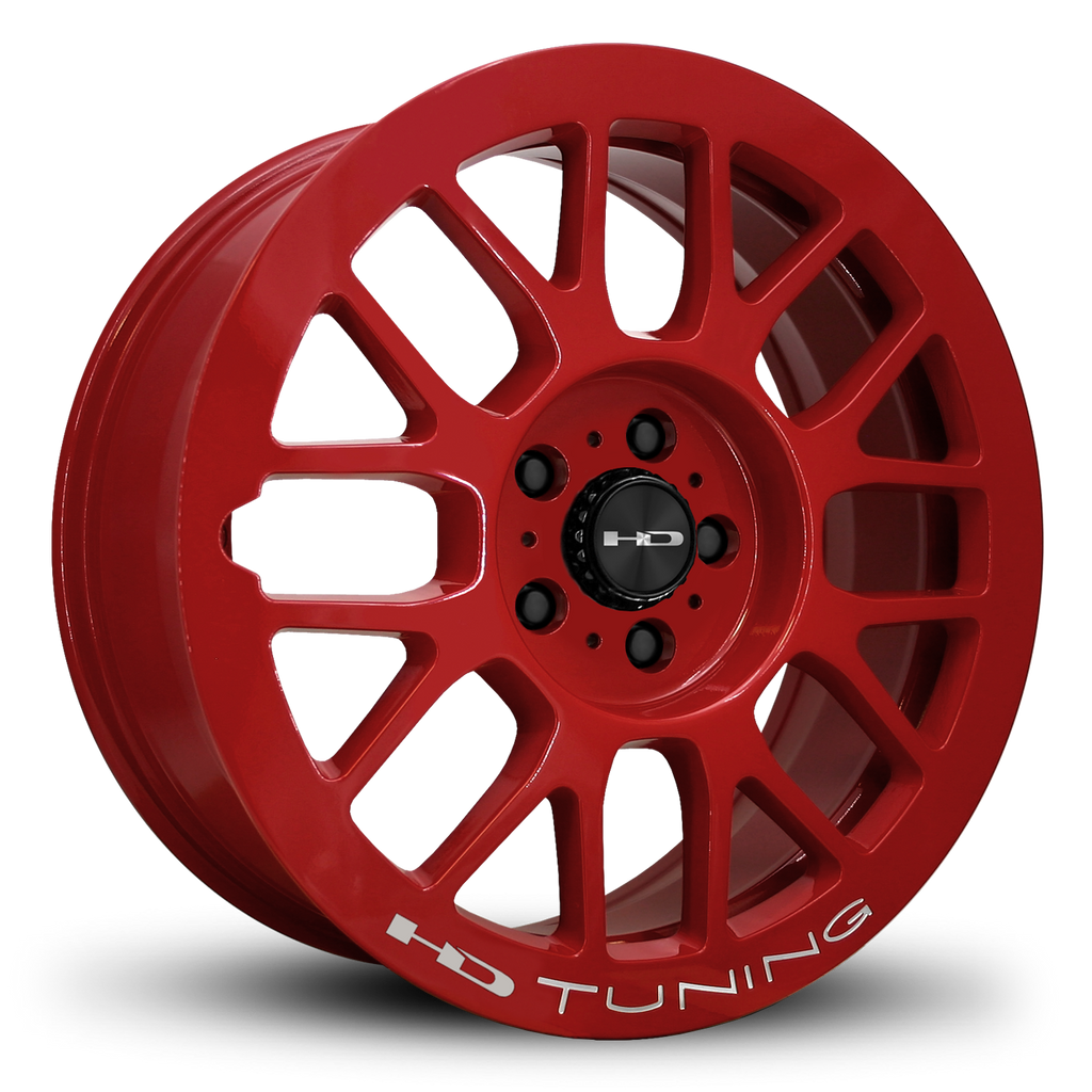 HD Wheels Passenger Car Wheels 18x7.5 | 5x114.3 | et42mm | 5.9 in | 73.1mm HD Wheels Gear | All Gloss Red Milled JDM Racing Mesh Style Custom Wheel Rims
