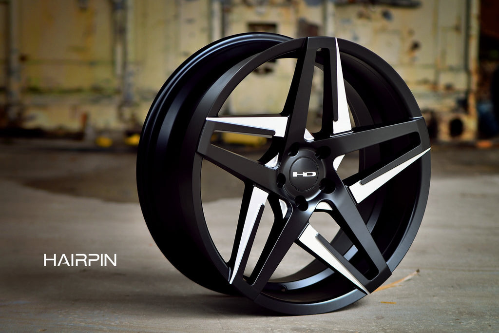 HD Wheels Passenger Car Wheels 18x8.0 | 5x114.3 | et35mm | 5.9 in | 73.1mm HD Wheels Hairpin | Satin Black with Milled Face
