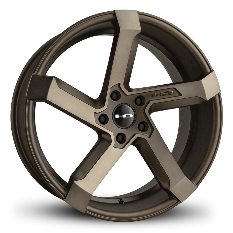 HD Wheels Passenger Car Wheels 20x8.5 | 5x114.3 5x4.50 HD Wheels Kink | Satin Bronze Machined Face with Bronze Clear Directional 5 Spoke Undercut Lip Custom Wheel Rims 